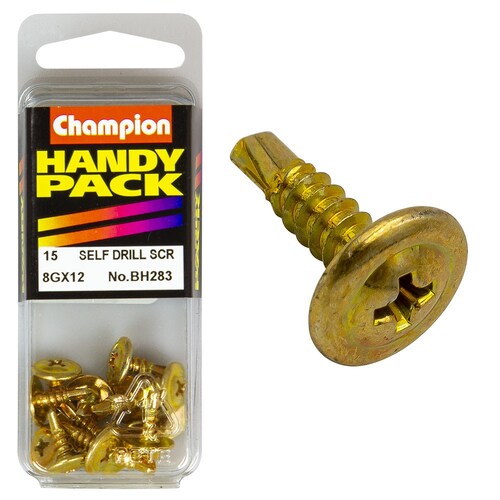 Champion Fasteners Pack Of 15 Mushroom Head Self Drilling Screws - 15Pk 8G x 18mm x 12mm BH283