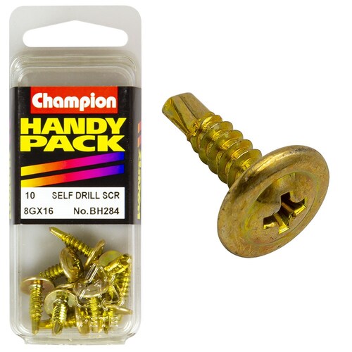 Champion Fasteners Pack Of 10 Mushroom Head Self Drilling Screws - 10Pk 8G x 18mm x 16mm BH284