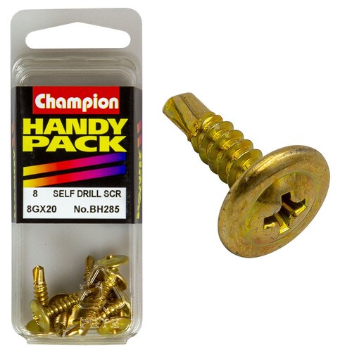Champion Fasteners Pack Of 8 Mushroom Head Self Drilling Screws - 8G X 18Mm X 20Mm  8PK BH285