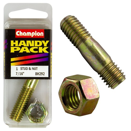 Champion Fasteners Pack Of 1 7/16" X 2-1/4" Unc Manifold Studs And Nuts - 1PK BH292