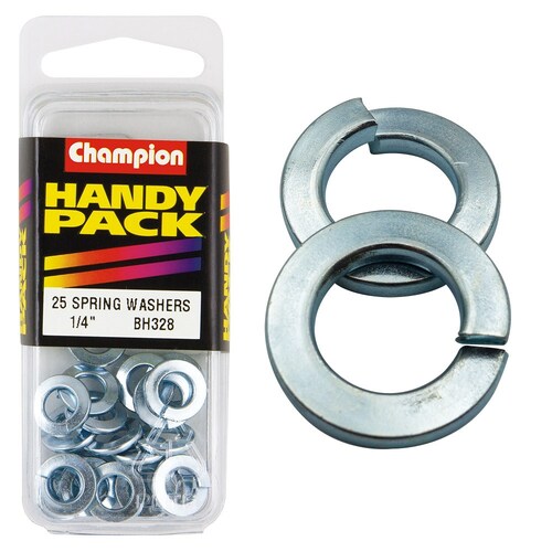Champion Fasteners Pack Of 25 Zinc Plated Flat Section Spring Washers - 1/4" 25PK BH328