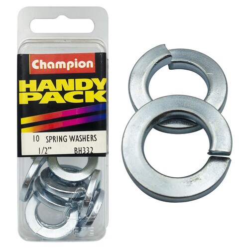 Champion Fasteners Pack Of 10 Zinc Plated Flat Section Spring Washers - 1/2" - BH332