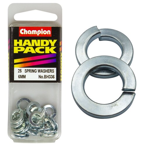 Champion Fasteners Pack Of 25 Zinc Plated Flat Section Spring Washers - 6Mm 25PK BH336