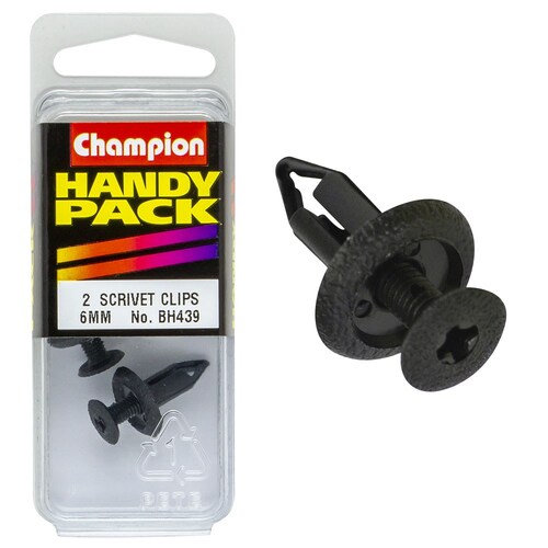 Champion Fasteners Pack Of 2 Black Scrivets With 15Mm Head And 18Mm Length, To Suit 6Mm Hole BH439
