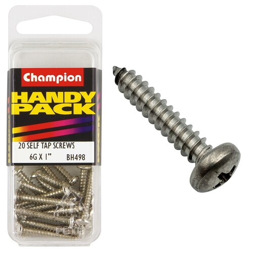 Champion Fasteners Pack Of 5 6G X 25Mm Philips Pan Head Nickel Plated Self Tapping Screws BH498