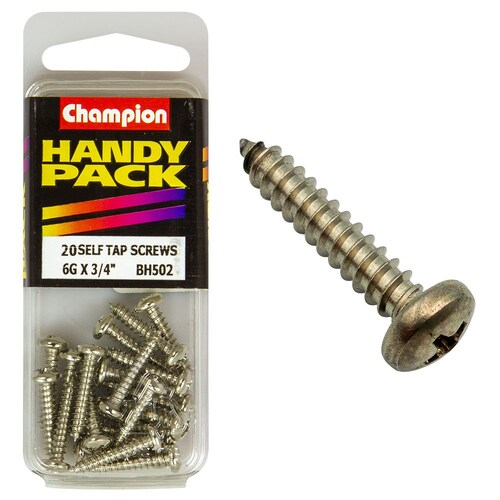Champion Fasteners Pack Of 5 6G X 19Mm Philips Pan Head Nickel Plated Self Tapping Screws BH502