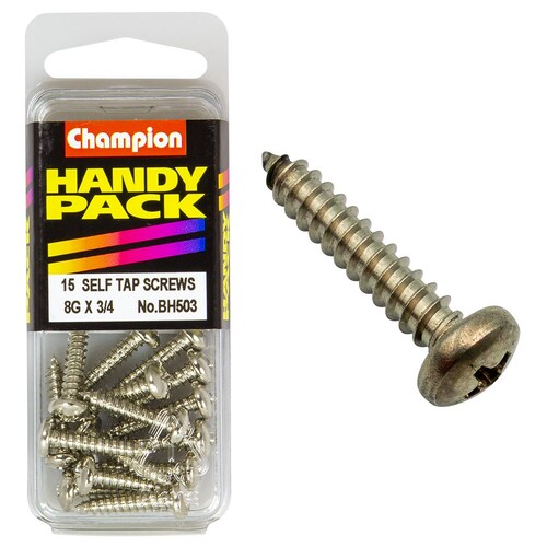 Champion Fasteners Pack Of 15 8G X 19Mm Philips Pan Head Nickel Plated Self Tapping Screws BH503