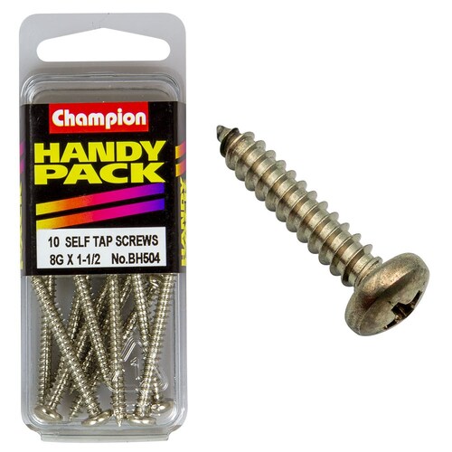 Champion Fasteners Pack Of 5 8G X 38Mm Philips Pan Head Nickel Plated Self Tapping Screws BH504