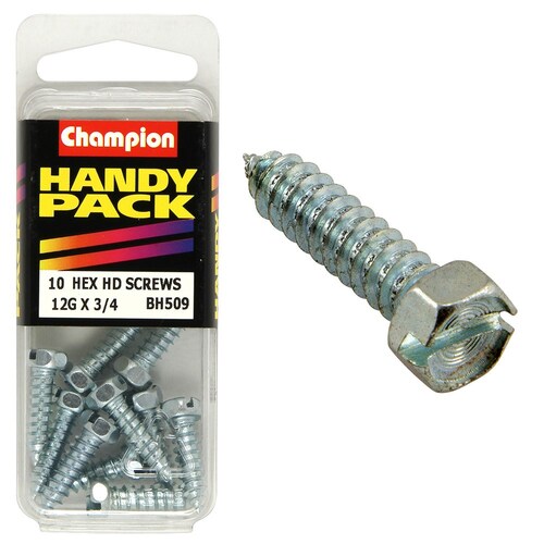 Champion Fasteners Pack Of 5 12G X 19Mm Philips Slotted Combo Hex Head Self Tapping Screws BH509