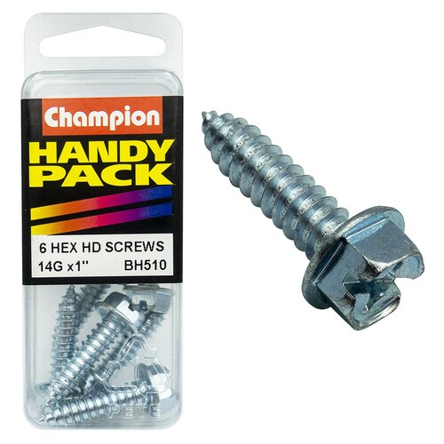 Champion Fasteners Pack Of 3 14G X 25Mm Philips Slotted Combo Hex Head Self Tapping Screws - Zinc Plated BH510