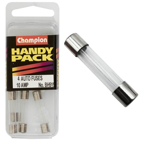 Champion Fasteners Pack Of 2 10A Glass Fuses BH515