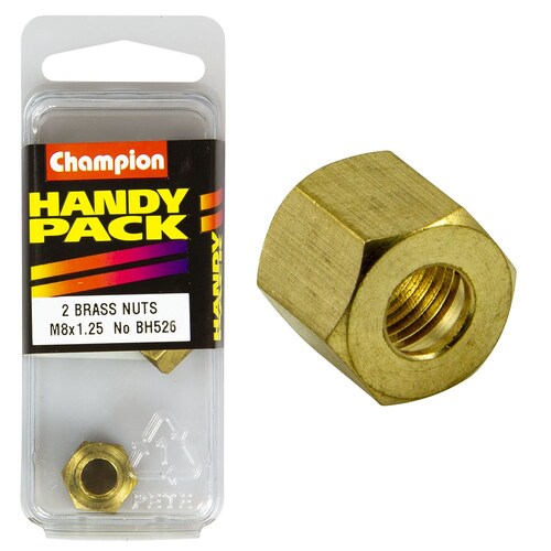 Champion Fasteners Pack Of 2 M8 X 1.25Mm Brass Manifold Nuts BH526