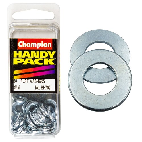 Champion Fasteners Pack Of 50 Steel Flat Washers - M6 X 12.5Mm X 1.2Mm BH702