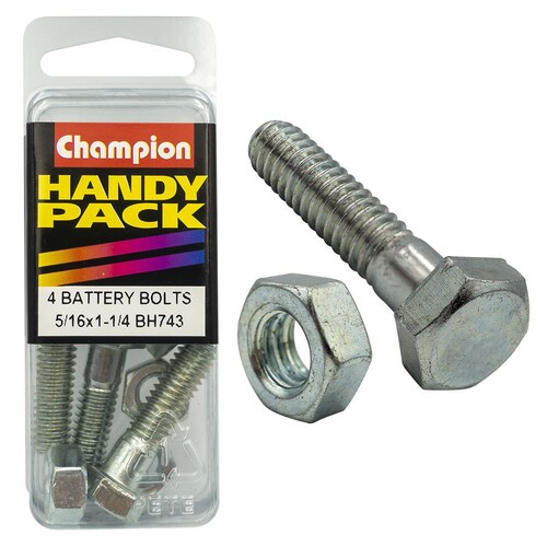 Champion Fasteners Pack Of 2 Zinc Plated Battery Nuts And Bolts - 2Pk 5/16" x 1-1/4" BH743