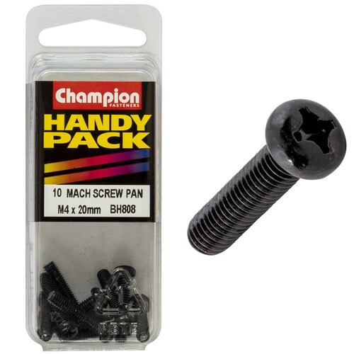 Champion Fasteners Pack Of 5 Black Zinc Plated Machine Screws - M4 X 20MM BH808
