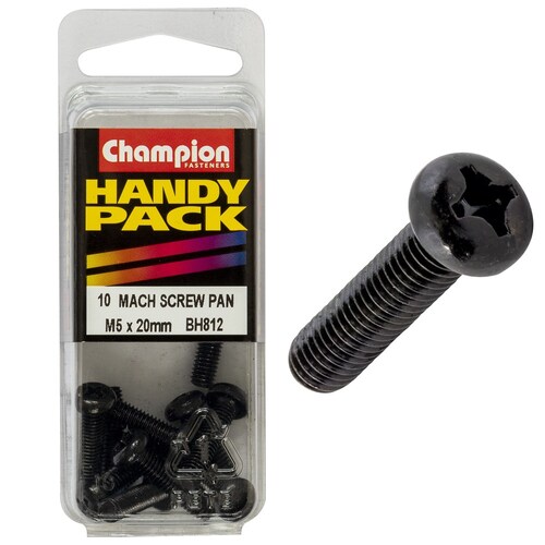 Champion Fasteners Pack Of 5 Black Zinc Plated Machine Screws - 5Pk M5 X 20MM BH812