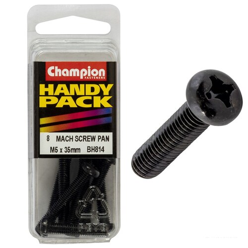 Champion Fasteners Pack Of 4 Black Zinc Plated Machine Screws - M5 X 35MM BH814