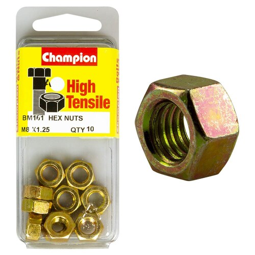 Champion Fasteners Pack Of 5 M8 X 1.25Mm High Tensile Zinc Plated Hex Nuts 5PK BM161