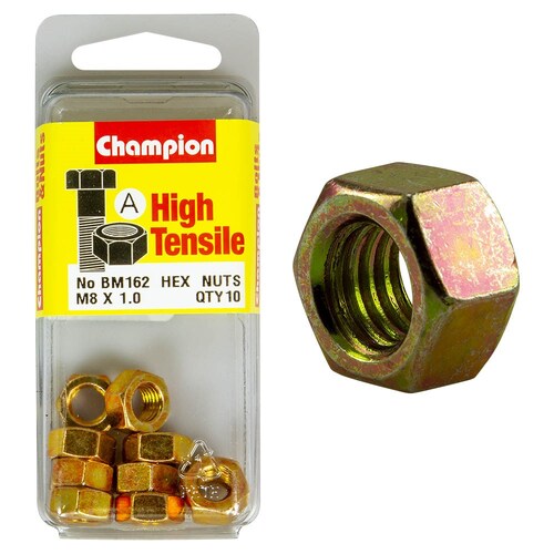 Champion Fasteners Pack Of 5 M8 X 1.00Mm High Tensile Zinc Plated Hex Nuts 5PK BM162