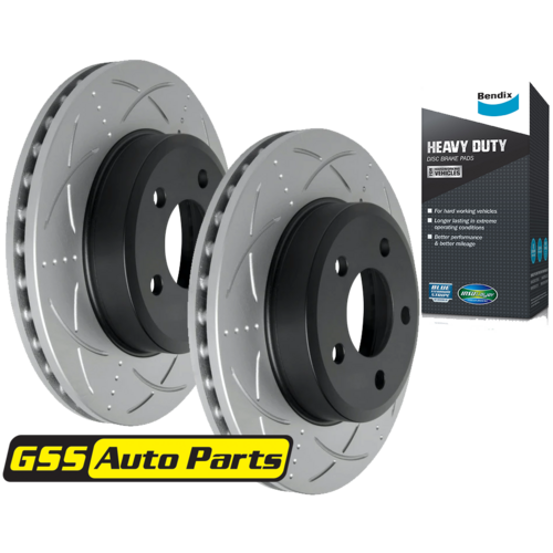 Bendix Front Bendix Ultimate Slotted Brake Rotors & Heavy Duty Brake Pads BR504-DB1473HD