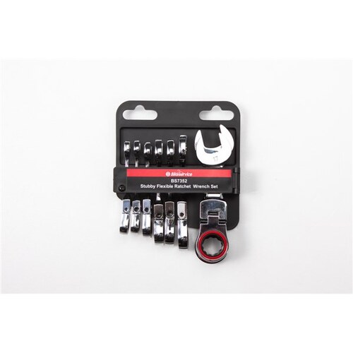 Bikeservice Ratchet Wrench Set Stubby Metric 8pc BS7352 BS7352