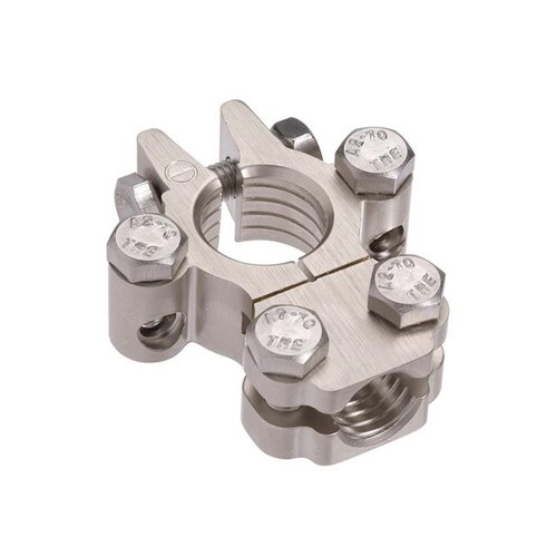 Projecta Forged Heavy Duty Satin Saddle Terminal Clamp With Dual Auxiliary Connections, Negative BT820H-N1