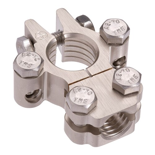 Projecta Forged Heavy Duty Satin Saddle Terminal Clamp With Dual Auxiliary Connections, Positive BT820H-P1