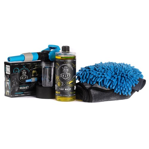Salty Captain Car Wash Starter Kit With Musket Wash Mitt Microfibre Towel And Anti-Corrosive Detergent - BUNCWSK1L
