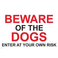 Metal Sign -" BEWARE OF THE DOGS" LARGE 260mm x 165mm