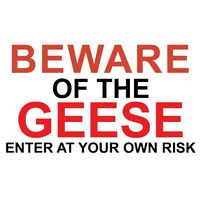 Metal Sign -" BEWARE OF THE GEESE" 120mmx200mm