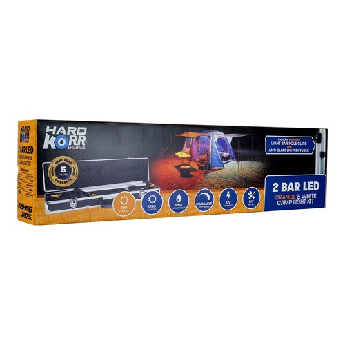 Hardkorr Campkitow2D 2 Bar Orange & White Led Camping Light Kit With Diffusers