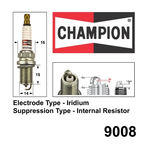 Champion Iridium Spark Plug (1) CHA-9008