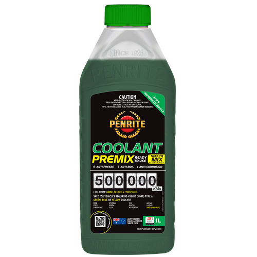 Penrite 500000KM Green Coolant Premix 1L COOL500GREENPMX001
