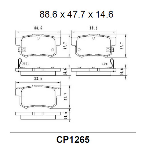 Premier Rear Ceramic Brake Pads CP1265 DB1265 suits ACCORD CB# - CG#, PRELUDE BB#