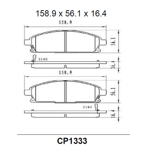 Premier Front Ceramic Brake Pads CP1333 DB1333 suits PATHFINDER R50, X-TRAIL ST, TI
