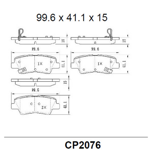 Premier Rear Ceramic Brake Pads CP2076 (DB2076) suits HYUNDAI ACCENT,I30,I40 KIA CERATO ,RIO