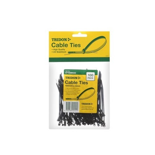 Tridon Cable Tie Black 200x5mm Pk100 Hang Card CT205BKCD