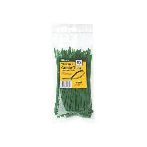 Tridon Cable Tie Green 200 X 4.8mm Pk100 CT205GRCD