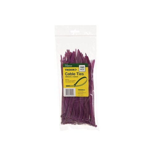 Tridon Cable Tie Purple 200x4.8mm Pk100 CT205PUCD