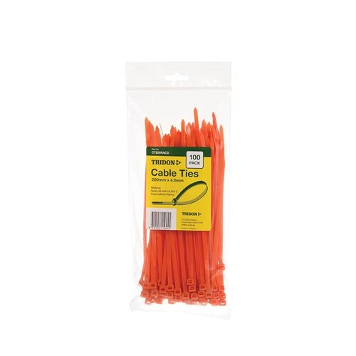 Tridon Cable Tie Orange 200x4.8mm Pk100 CT205RACD