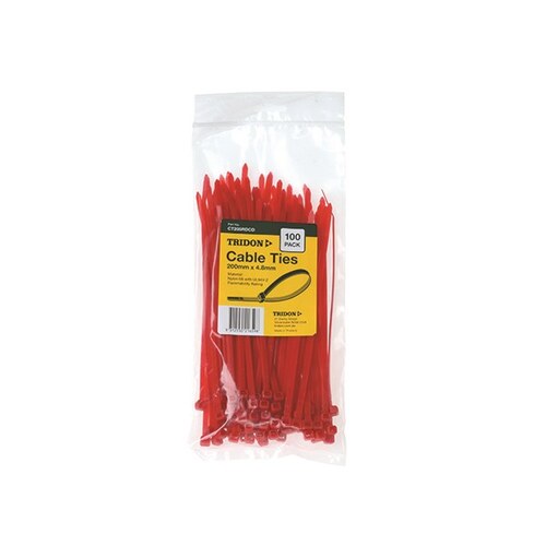 Tridon Cable Tie Red 200 X 4.8mm Pk100 CT205RDCD