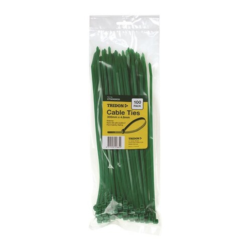 Tridon Cable Tie Green 300 X 4.8mm Pk100 CT305GRCD