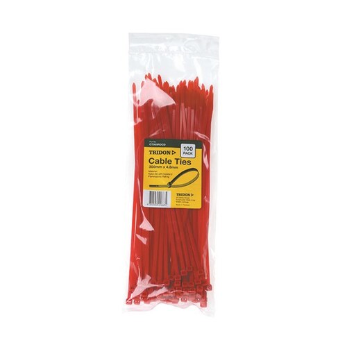 Tridon Cable Tie Red 300 X 4.8mm Pk100 CT305RDCD