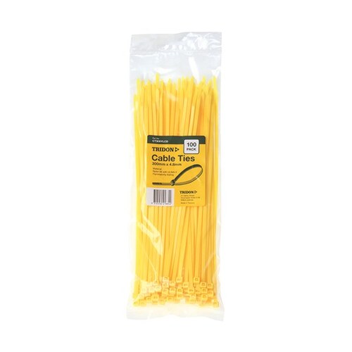 Tridon Cable Tie Yellow 300 X4.8mm Pk100 CT305YLCD