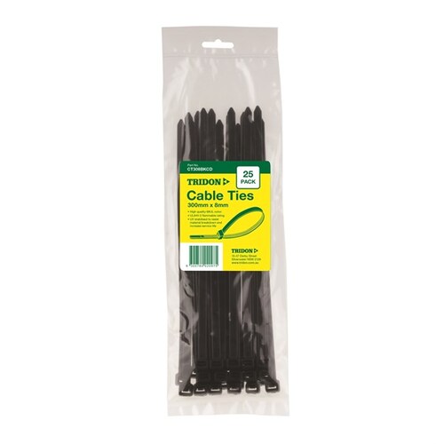 Tridon Cable Tie Black 300x8mm Pk25 CT308BKCD