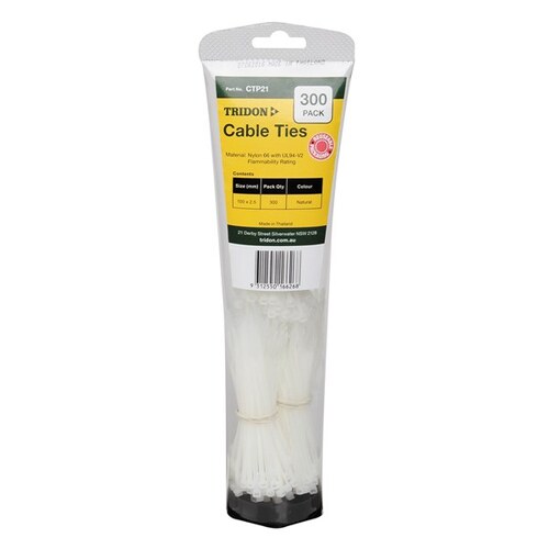 Tridon Cable Tie Natural 3x100mm Pk300 Tube CTP21