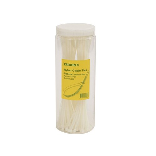 Tridon Cable Tie Natural 3x200mm Pk200 Tube CTP23