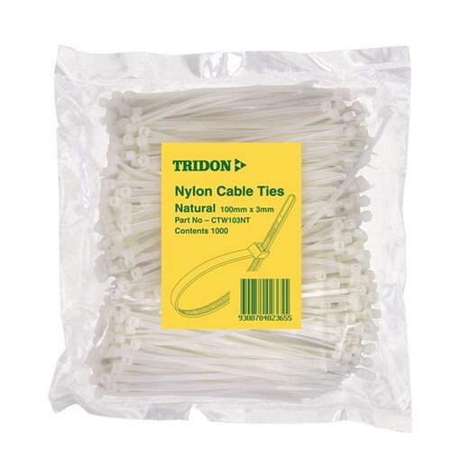 Tridon Cable Tie Natural 100x3mm Pk1000 CTW103NT
