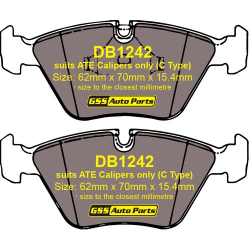 Budget Front Brake Disc Pads DB1242 DB1242 suits JAGUAR XJ6, XJ8 1990 - 6/03