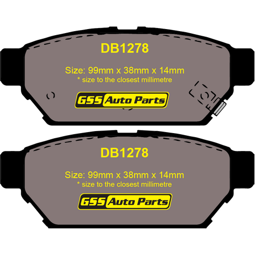 Budget Rear Brake Disc Pads DB1278 DB1278 suits LANCER CC, CE, PERSONA, SATRIA, WIRA